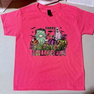 🎀 Size XS – Kids' Pink Halloween Tee with Softcore Theme